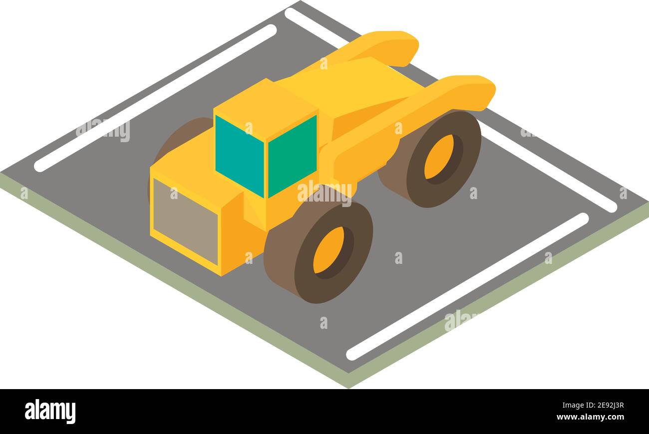 Motor grader icon. Isometric illustration of motor grader vector icon for web Stock Vector