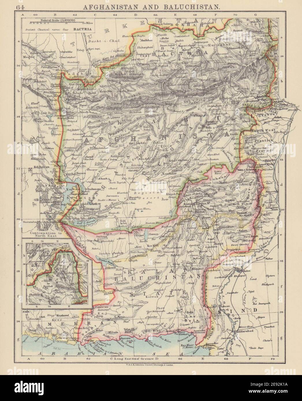 AFGHANISTAN & BALUCHISTAN. Kabul. British Baluchistan (pink). Pakistan  1910 map Stock Photo