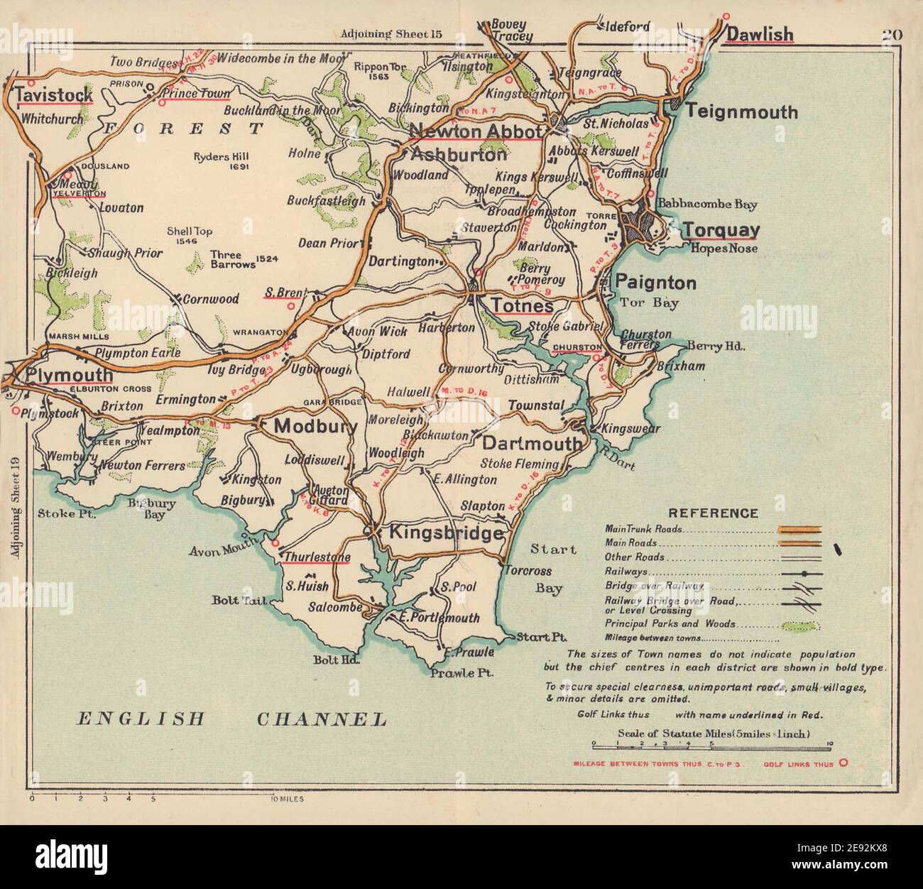 South Hams Devon Map Devon South Hams English Riviera Torquay Salcombe Road Map. Bacon C1920  Stock Photo - Alamy