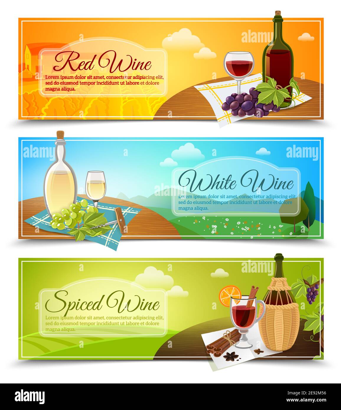 https://c8.alamy.com/comp/2E92M56/set-of-three-horizontal-colored-banners-in-a-modern-style-with-different-types-of-wines-vector-illustration-2E92M56.jpg