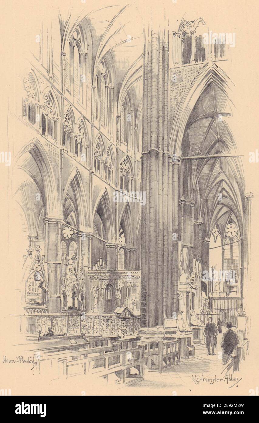 Westminster Abbey interior 1904 old antique vintage print picture Stock Photo