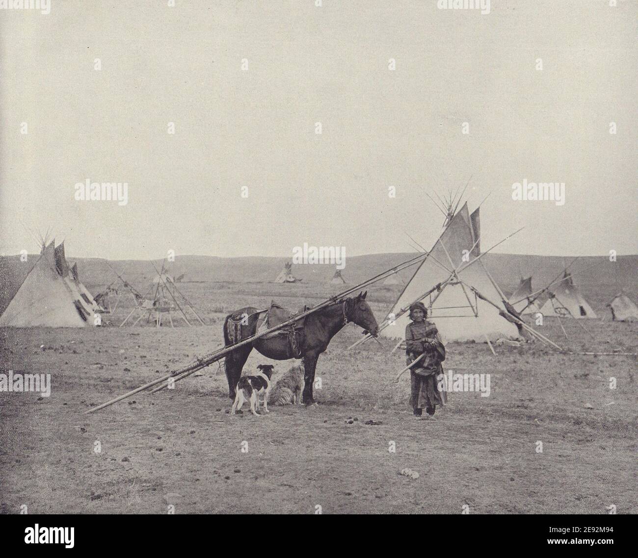 A Native American Indian camp. Texas. STODDARD 1895 old