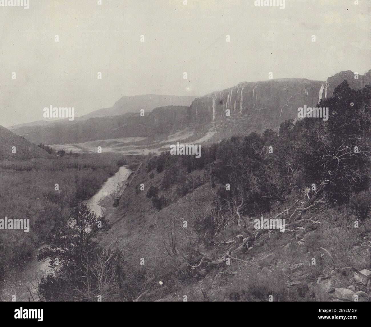 The Seven Castles escarpment, Basalt, Colorado. STODDARD 1895 old print