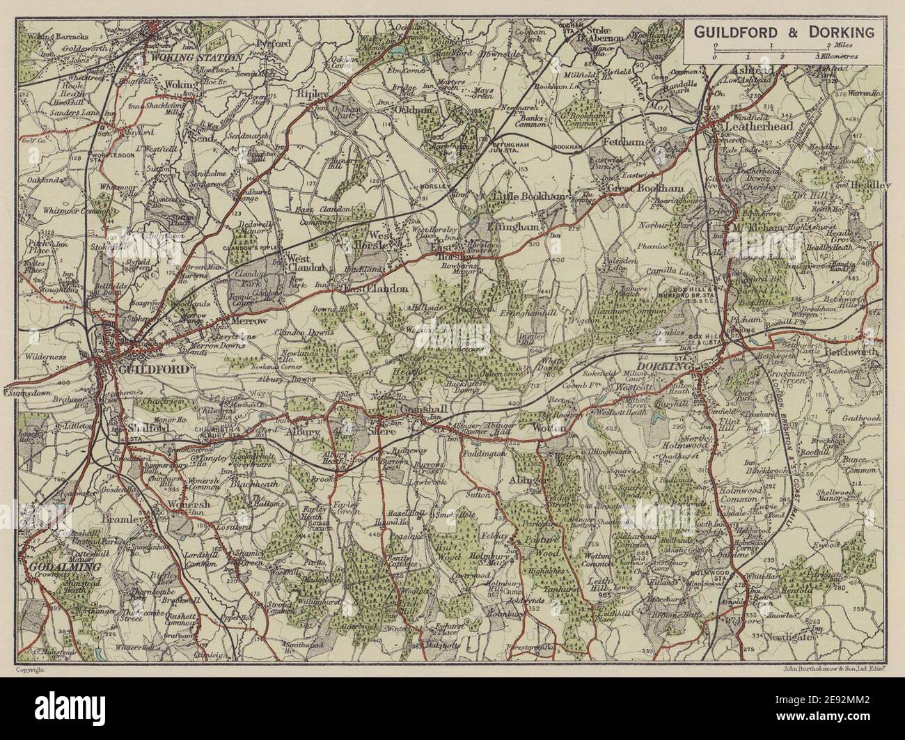 Map Of Guildford And Surrounding Area Surrey Map High Resolution Stock Photography And Images - Alamy