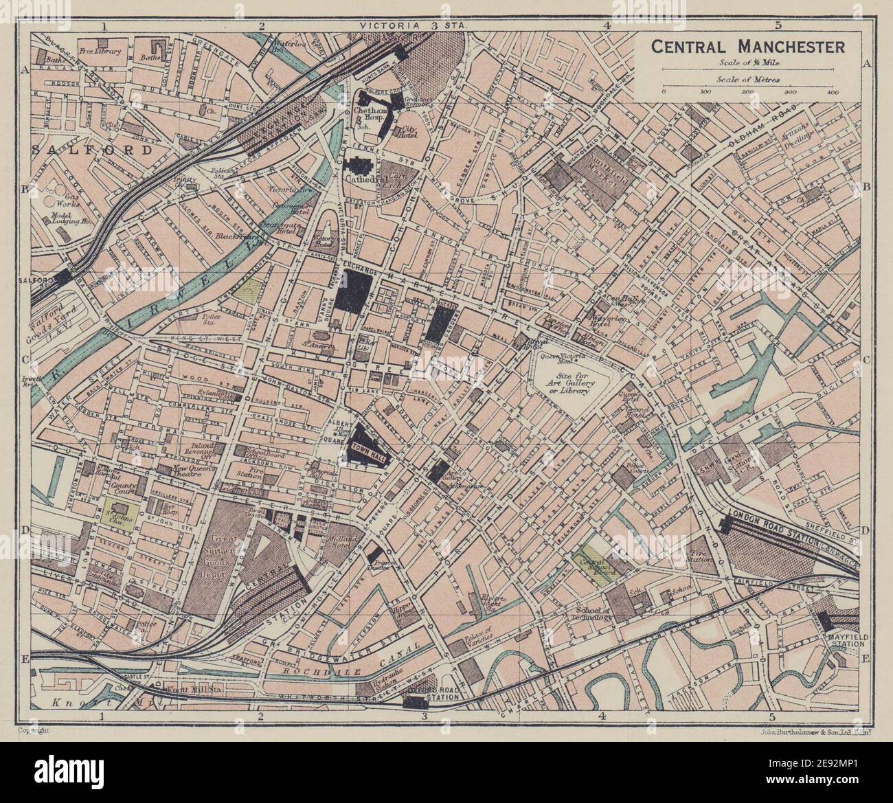 Map Of Central Manchester Central Manchester Town City Plan. Lancashire 1920 Old Antique Map Chart  Stock Photo - Alamy