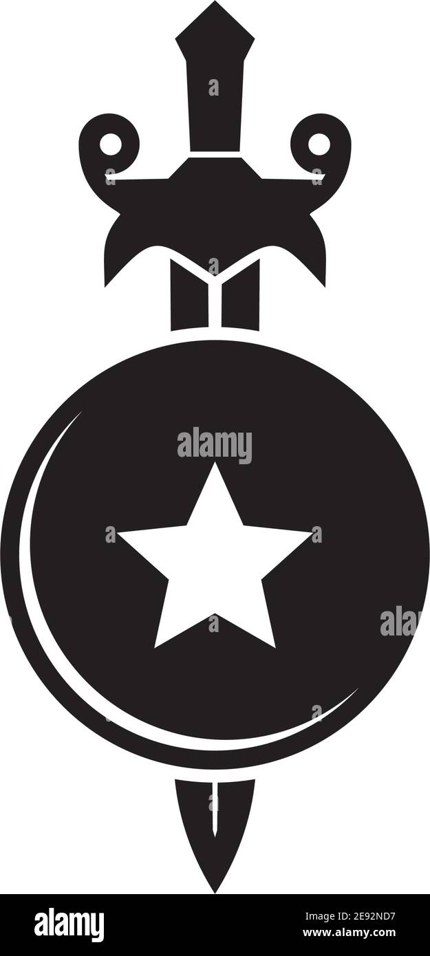 Sword and shield icon logo design vector template illustration Stock Vector