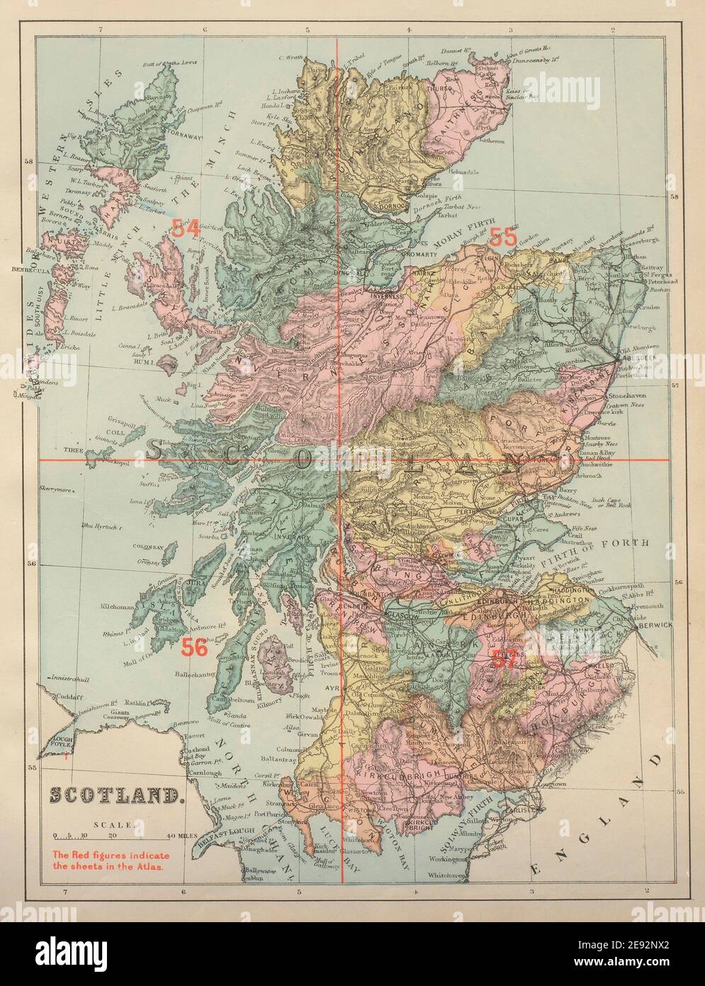 SCOTLAND antique index map by GW BACON 1885 old vintage plan chart ...