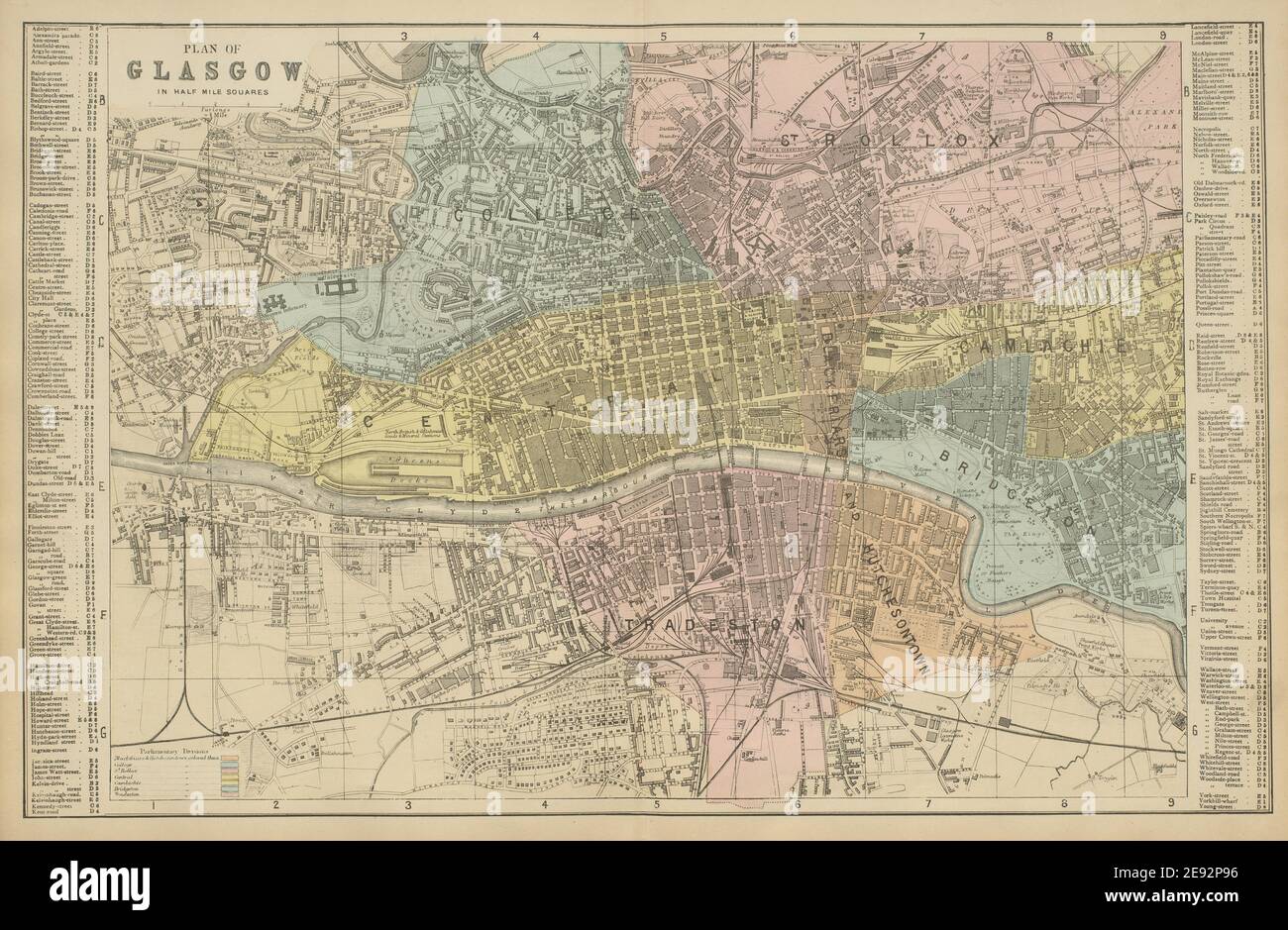 GLASGOW Dennistoun Calton town cityhead town city plan GW BACON 1885 old map Stock Photo