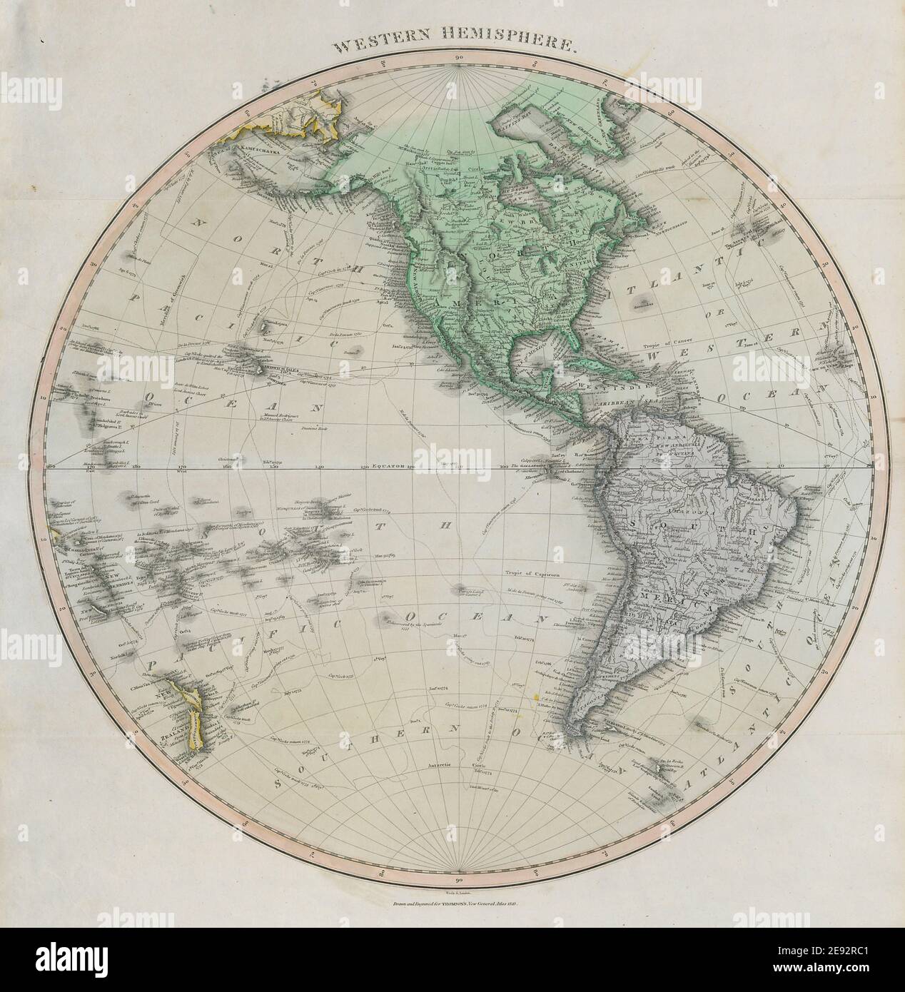 'Western hemisphere'. North / South America. Polynesia. THOMSON 1817 old map Stock Photo