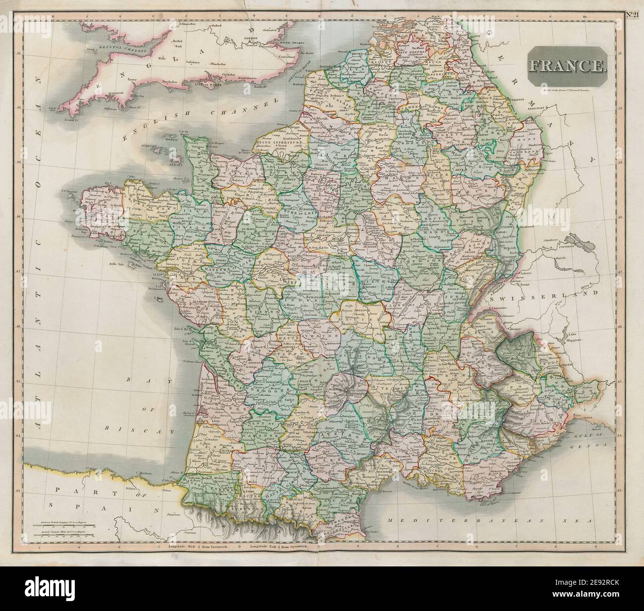 Revolutionary France with 6 Piedmont & 13 Belgian départements. THOMSON 1817 map Stock Photo Alamy