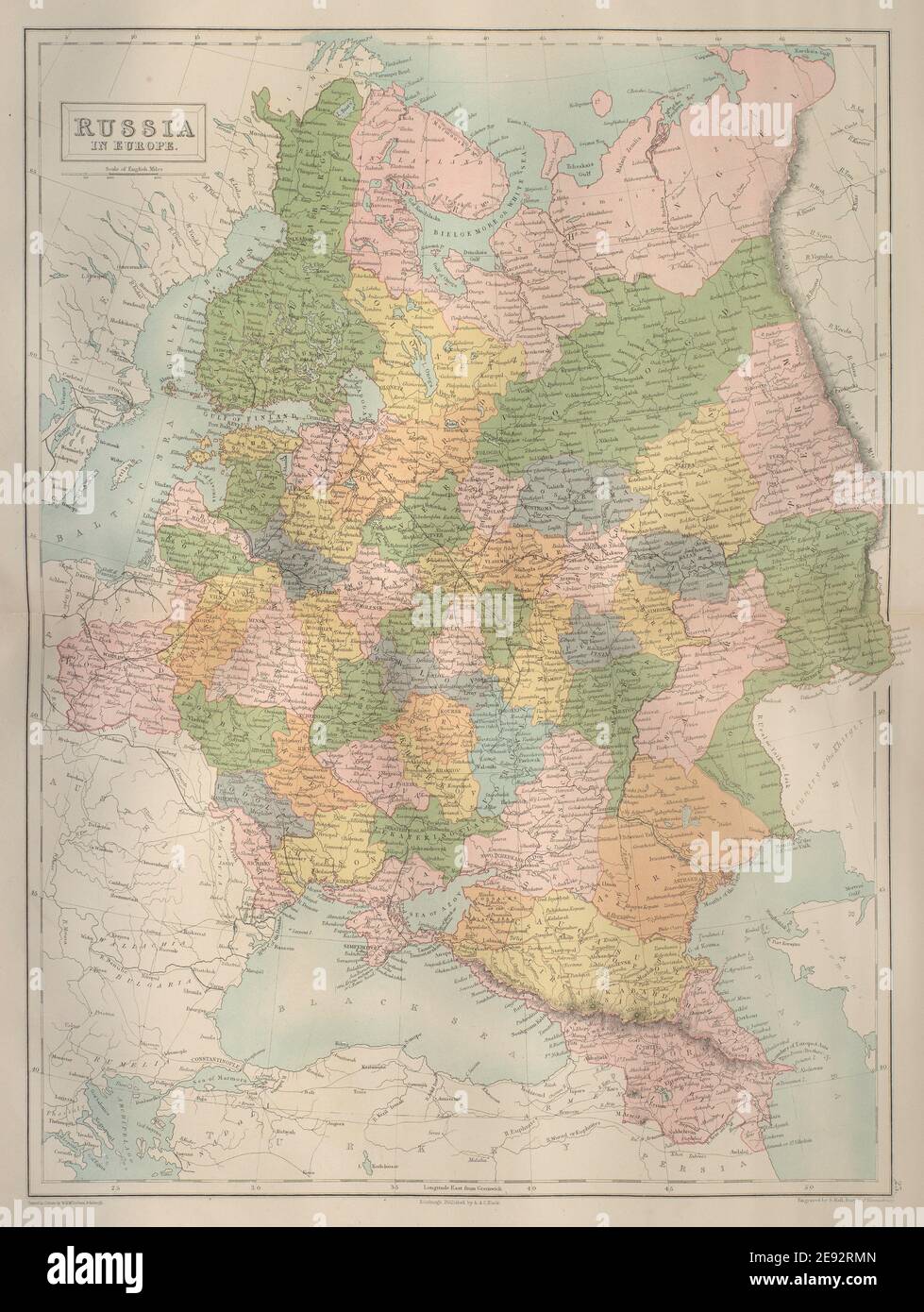European Russia. Finland Baltic States Poland Ukraine. BARTHOLOMEW 1870 map Stock Photo