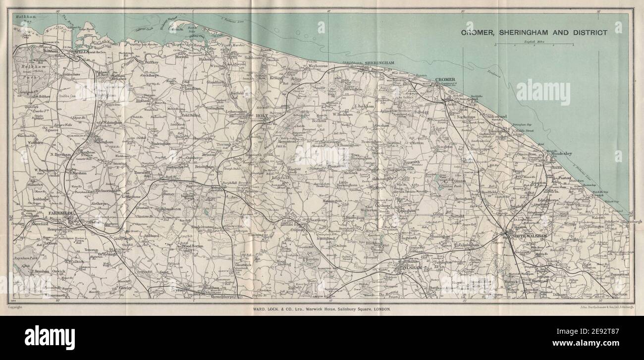 NORFOLK COAST. Cromer & Sheringham environs. North Walsham Mundesley 1931 map Stock Photo