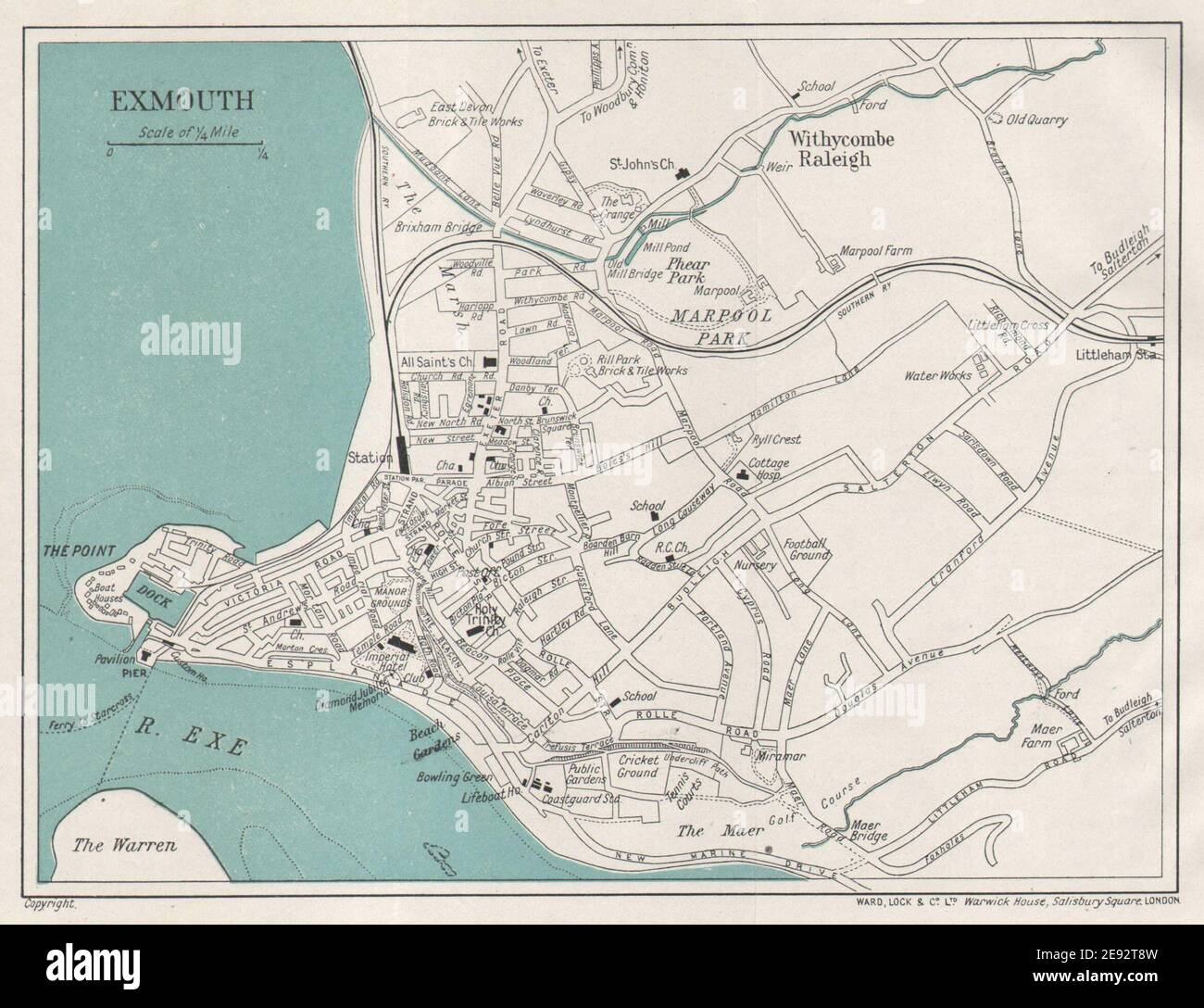 Map Of Exmouth Devon Exmouth Vintage Tourist City Town Plan. Devon. Ward Lock 1935 Old Vintage  Map Stock Photo - Alamy