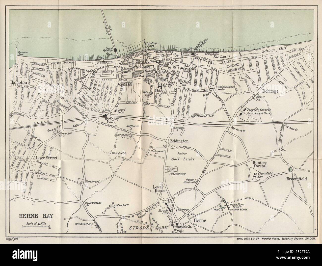 Map Of Herne Bay Herne Bay Vintage Tourist Town City Resort Plan. Kent. Ward Lock 1919 Old  Map Stock Photo - Alamy