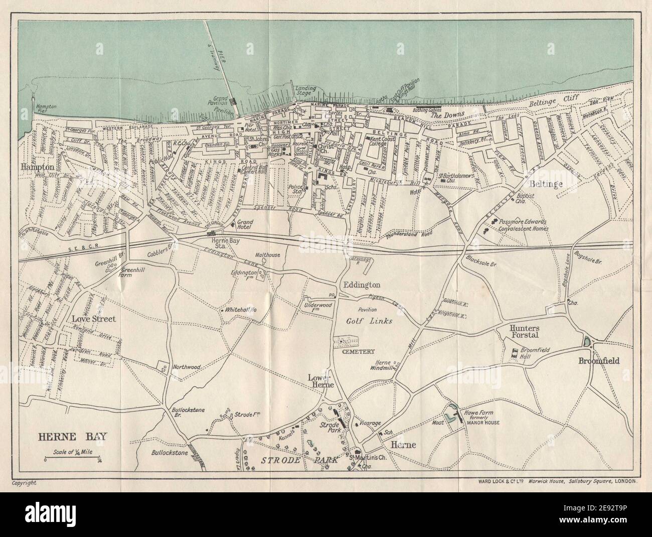Map Of Herne Bay Kent Herne Bay Vintage Tourist Town City Resort Plan. Kent. Ward Lock 1919 Old  Map Stock Photo - Alamy