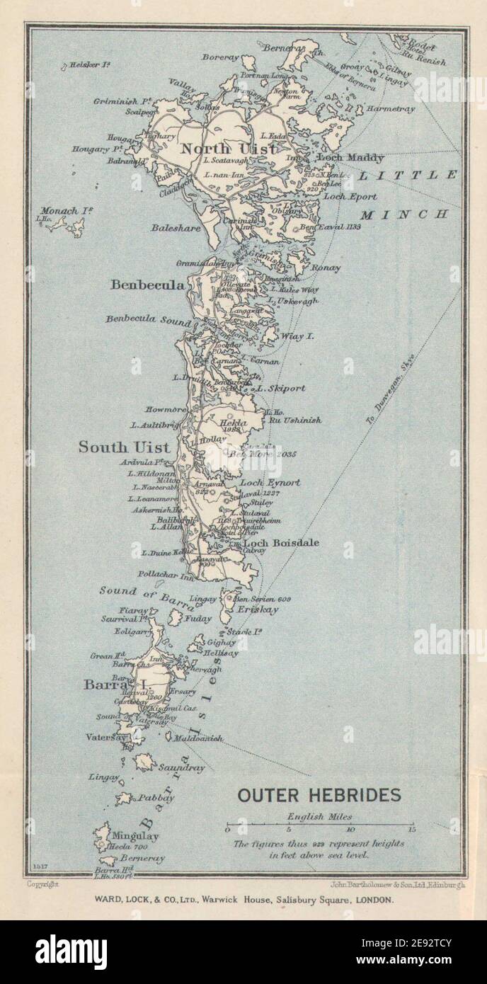 OUTER HEBRIDES North Uist South Uist Barra Benbecula Scotland WARD LOCK 1940 map Stock Photo Alamy
