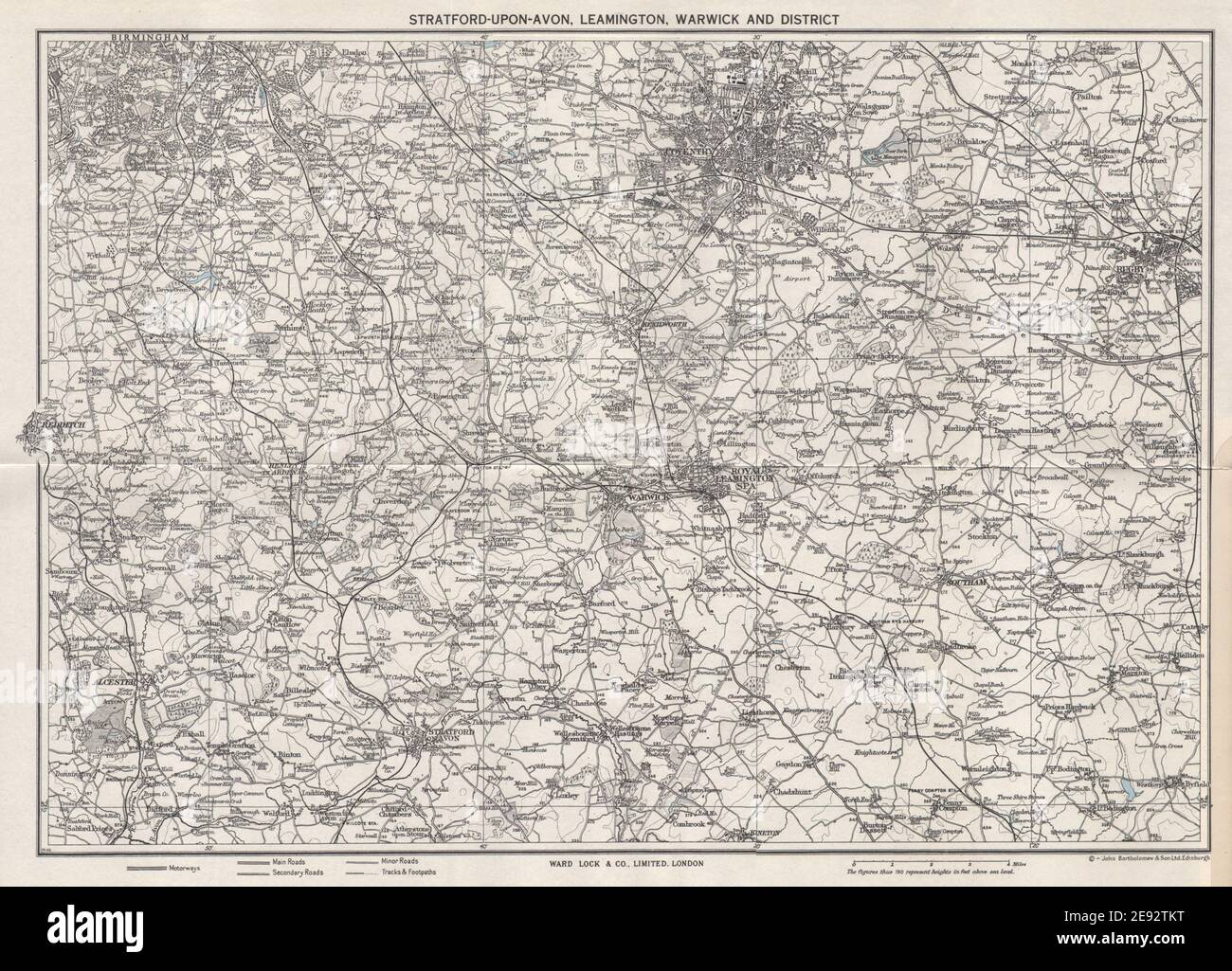 LEAMINGTON SPA, WARWICK area. Stratford-upon-Avon Birmingham Coventry 1962 map Stock Photo