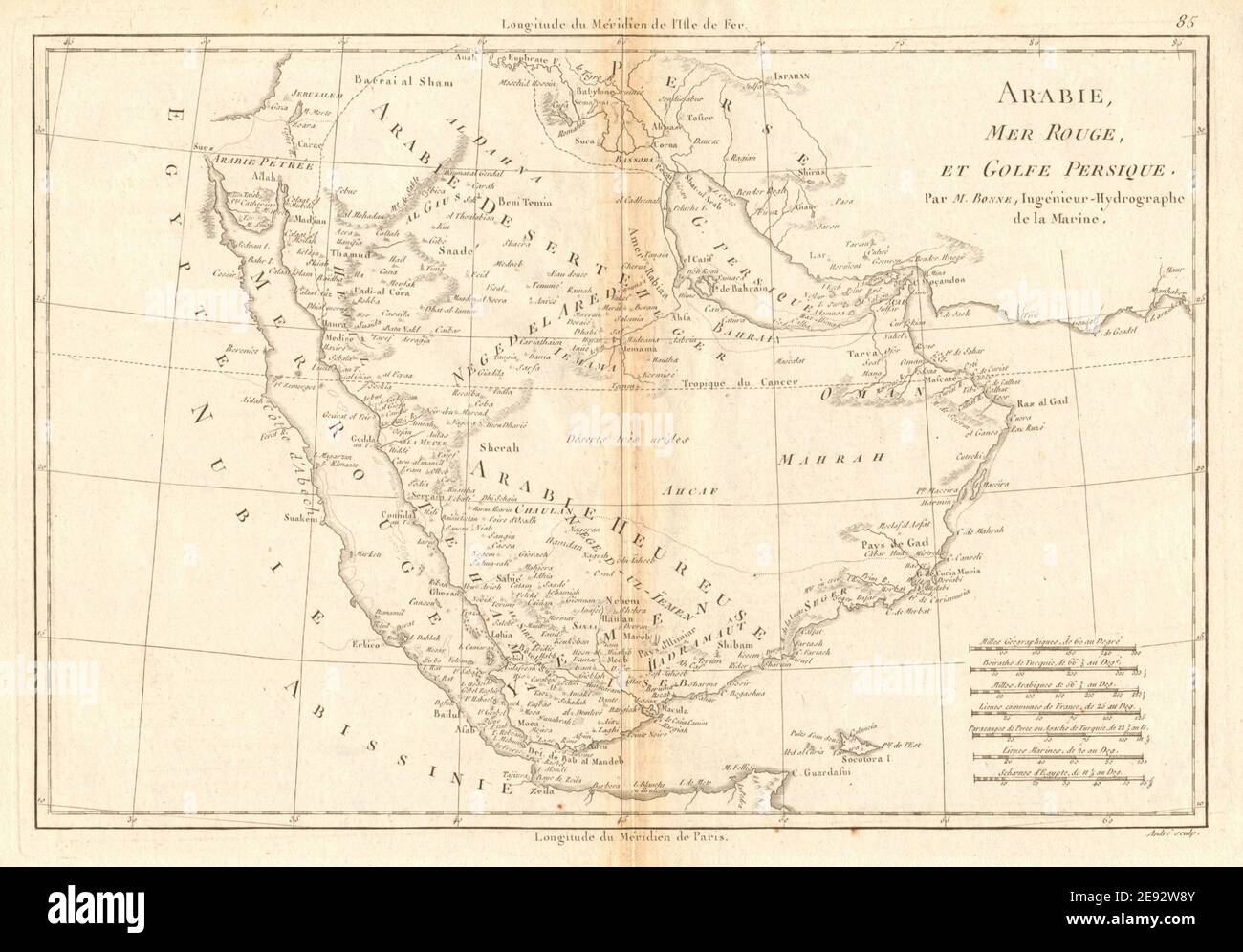 Arabie Mer Rouge Et Golfe Persique Arabia Red Sea Persian Gulf Bonne 17 Map Stock Photo Alamy