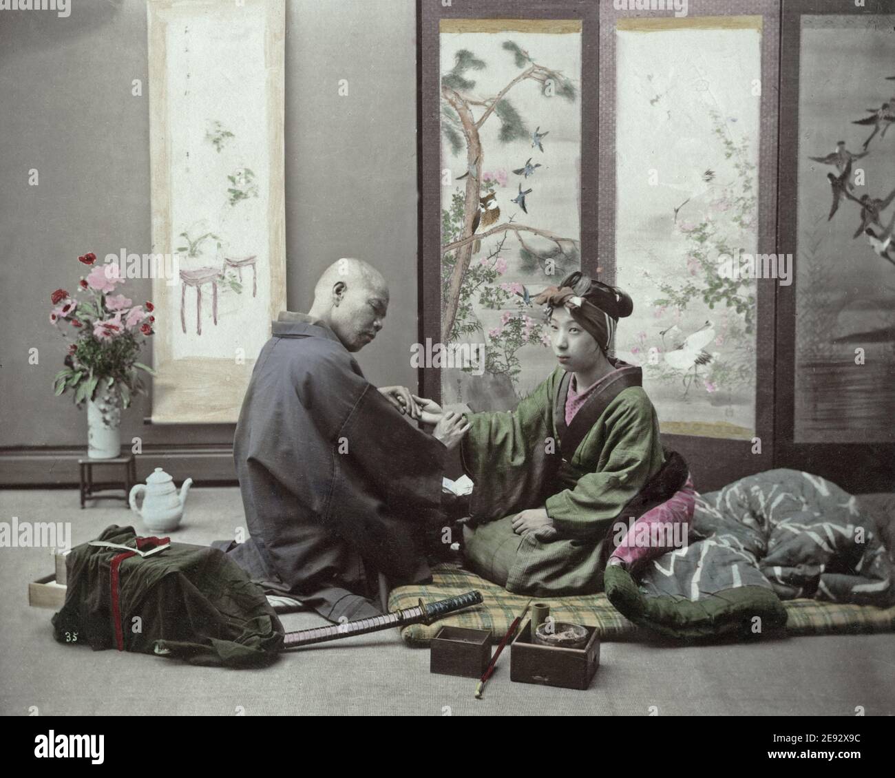 Late 19th century photograph - Doctor and patient, Japan Stock Photo