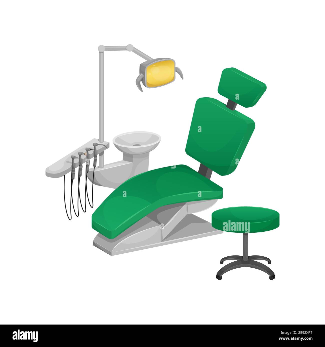 Vector illustration of a dental chair. Dentist's office. Dental clinic
