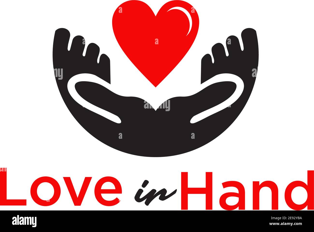 Love in hand logo design vector template illustration Stock Vector