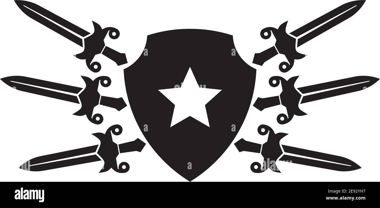 Sword and shield icon logo design vector template illustration Stock Vector