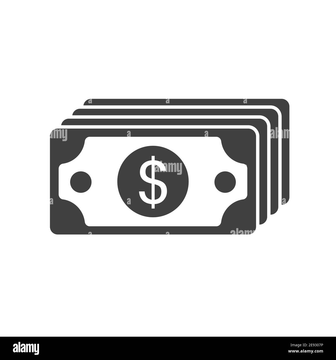 Dollar cash icon set. Currency symbol. Black money silhouette collection in flat style. Vector illustration isolated on white background. Stock Vector