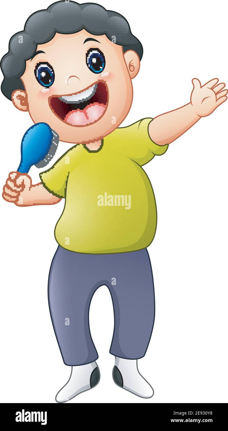 Vector illustration of Cartoon boy holding brush Stock Vector Image ...