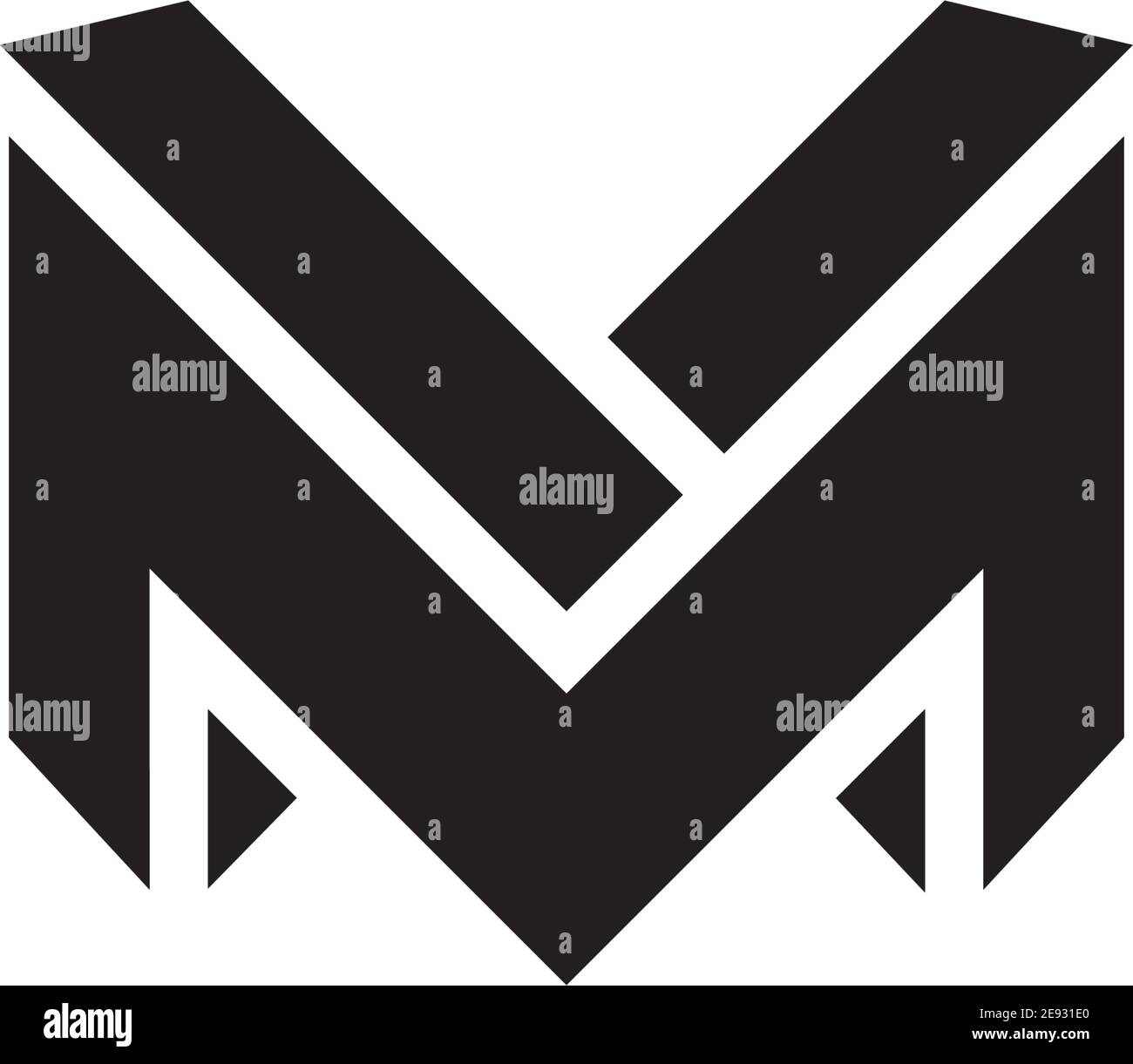 M letter initial logo with line art design vector template Stock Vector