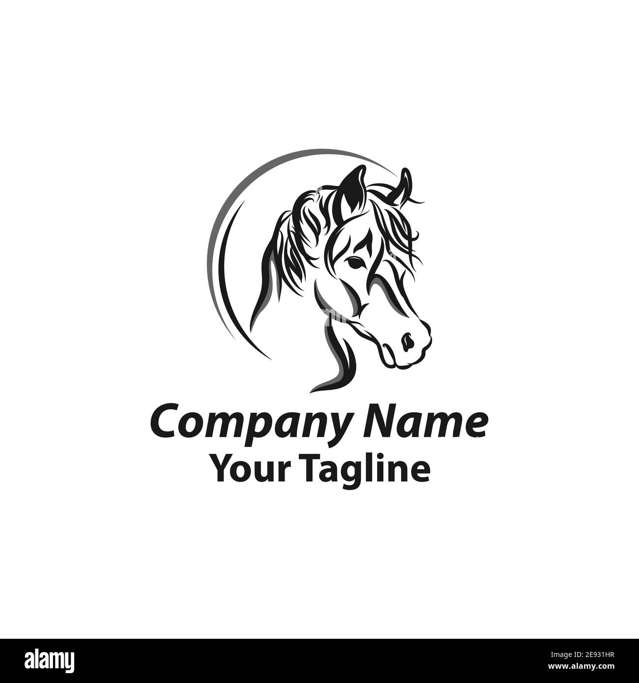 Stylish horse head outline for stable, farm, club race design. Running stallion for equestrian sport competition.EPS 10 Stock Vector