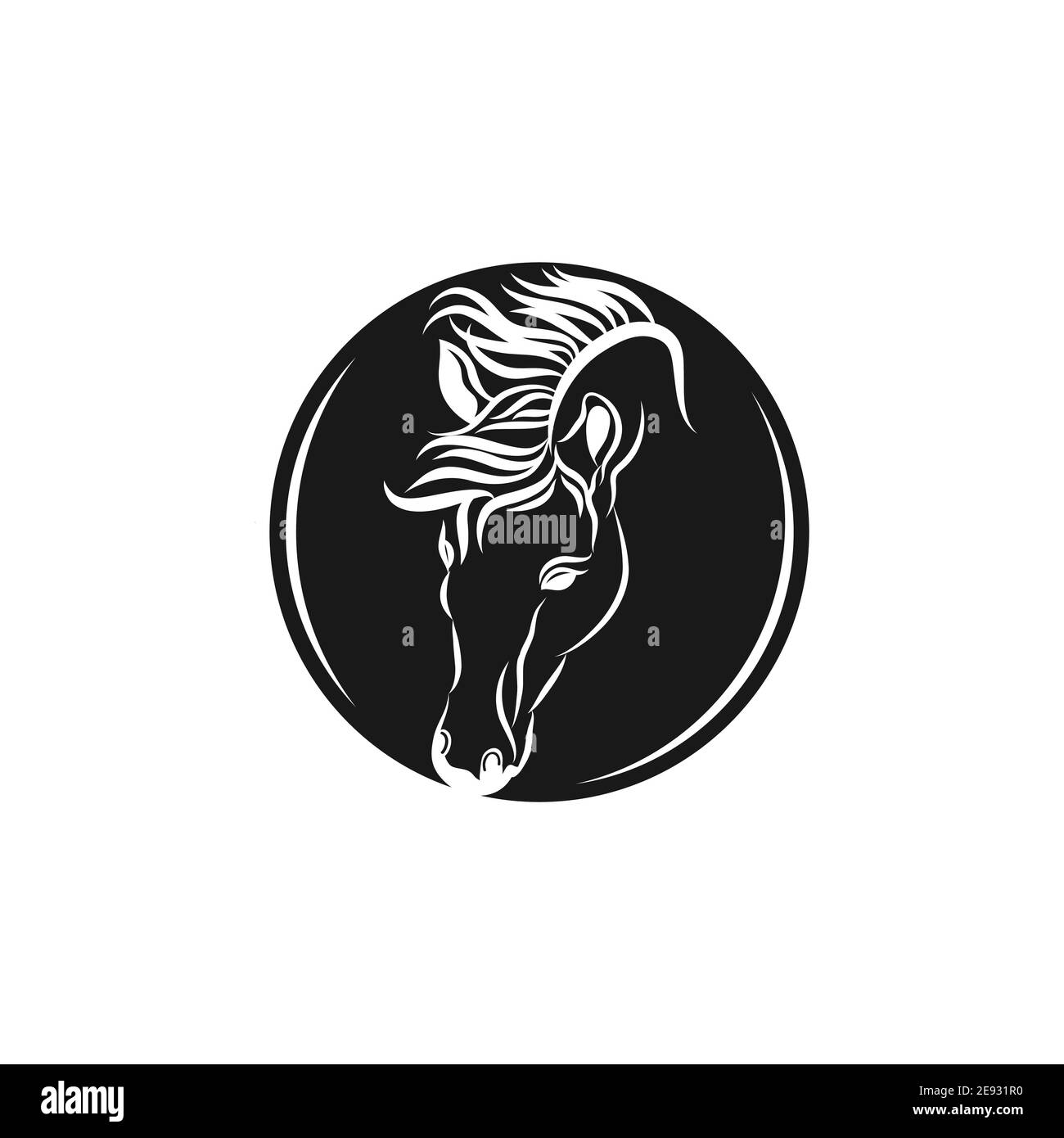 Stylish horse head outline for stable, farm, club race design. Running stallion for equestrian sport competition.EPS 10 Stock Vector