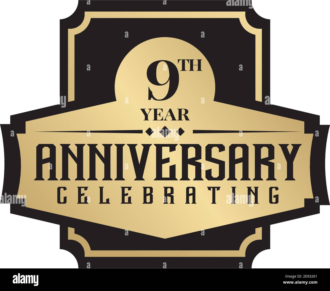 9th year celebrating anniversary emblem logo design vector template ...