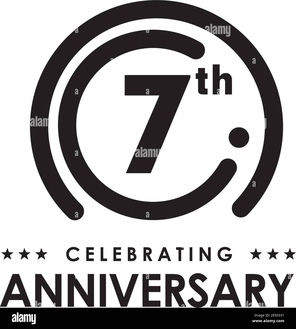 7th year anniversary emblem logo design illustration vector template Stock Vector