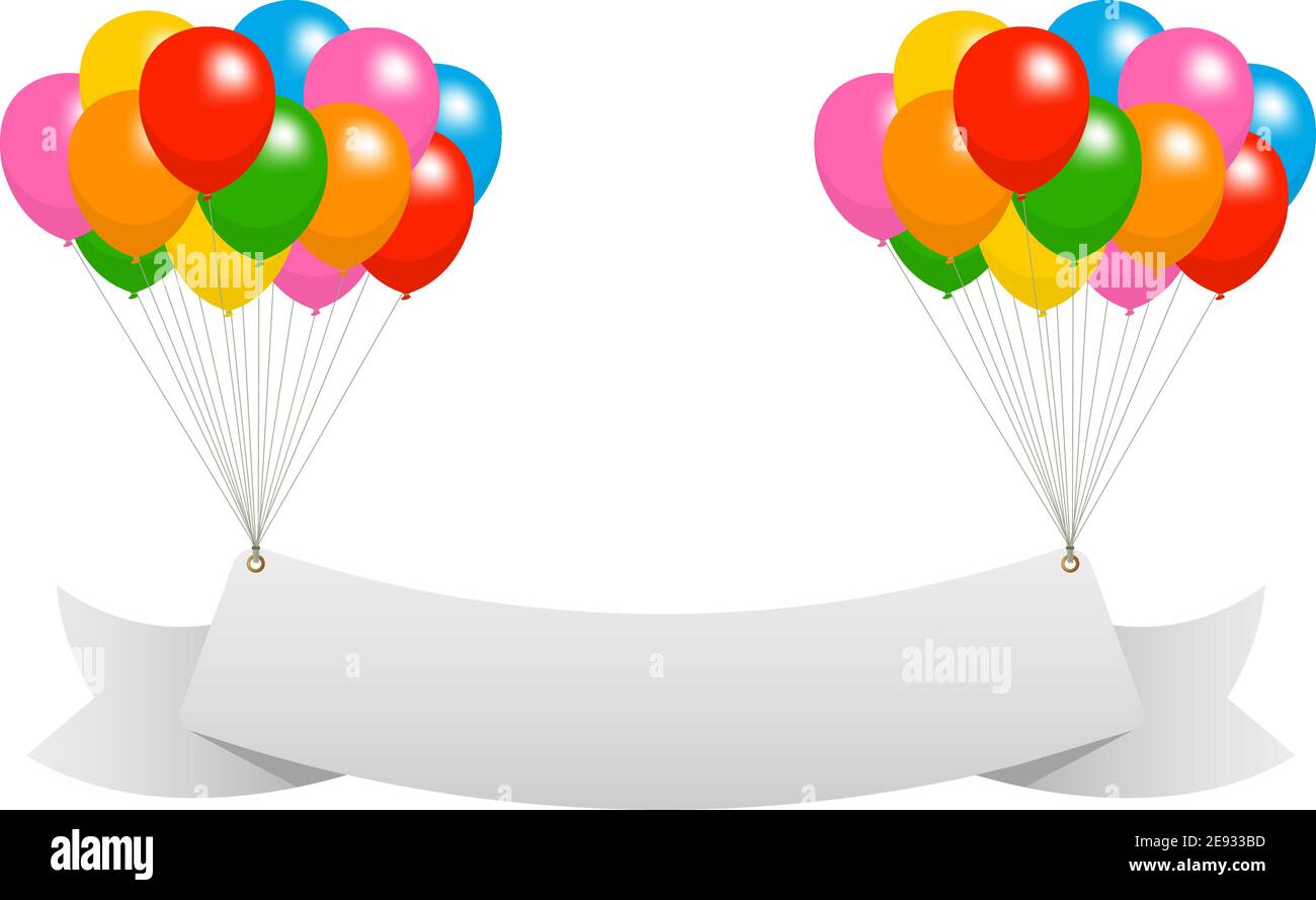 Ribbon banner and balloons vector illustration Stock Vector Image & Art