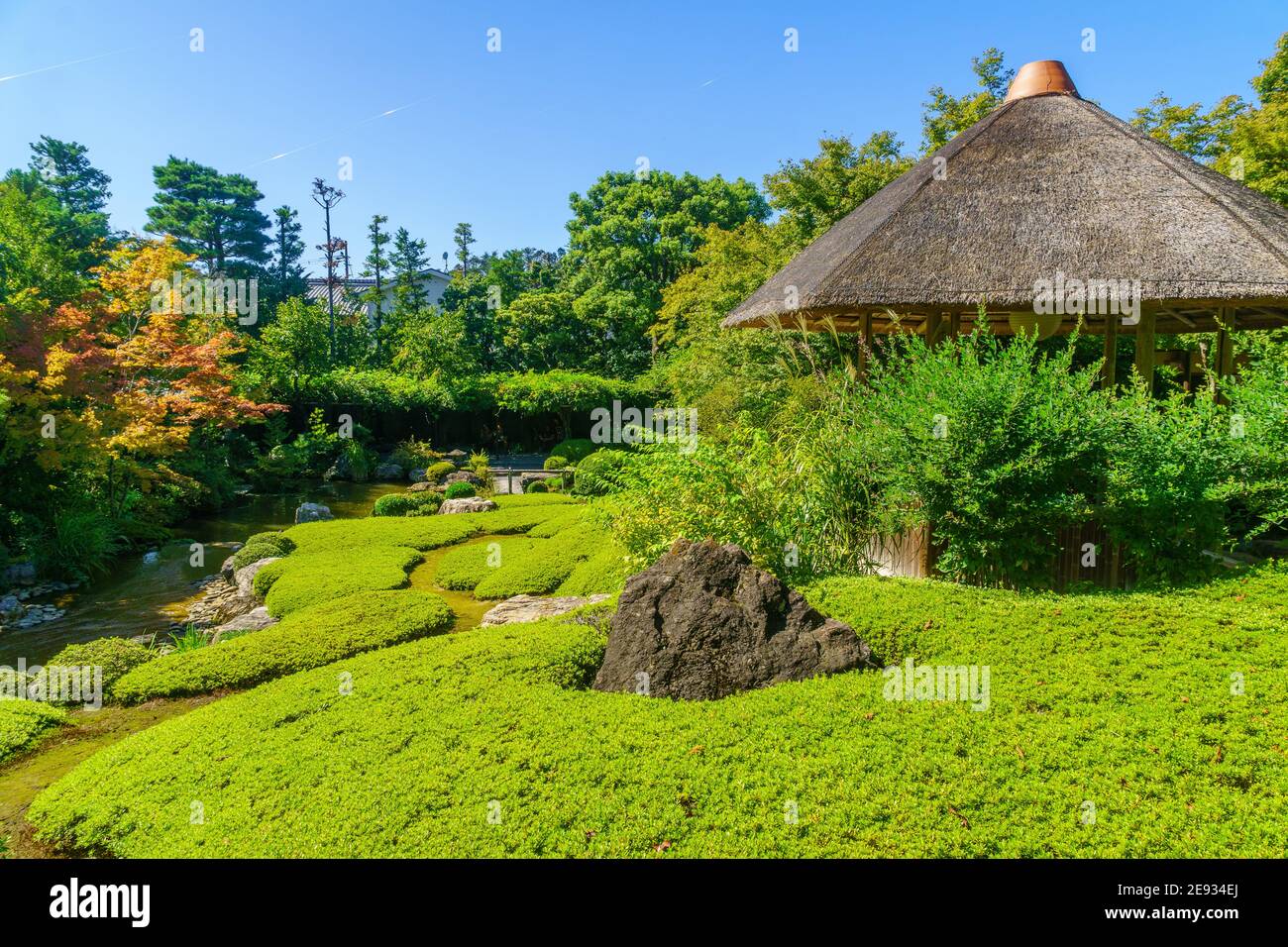 View of the Yoko-en (pond garden) of the Taizo-in Temple, in Kyoto, Japan Stock Photo