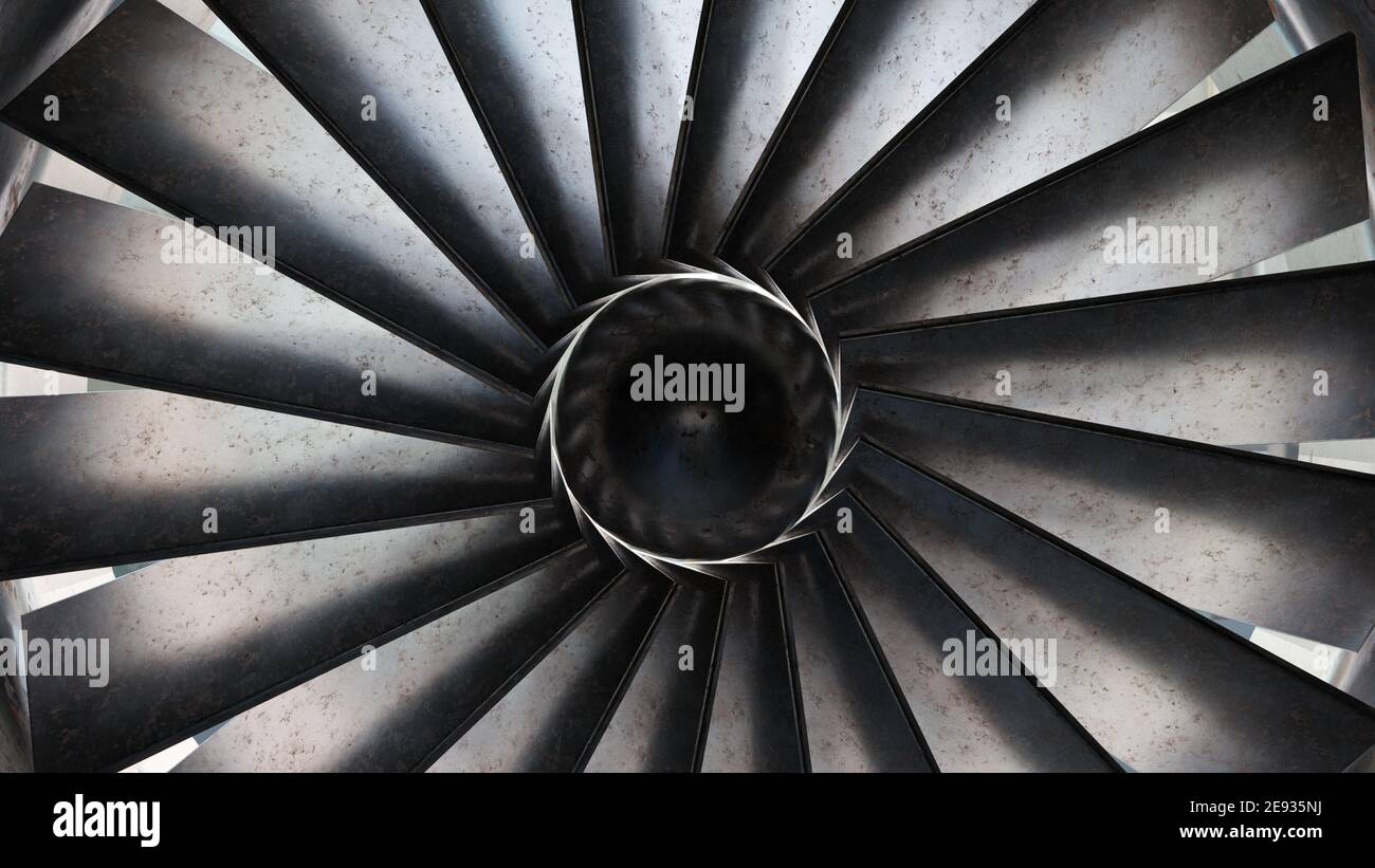 Turbine Rotation 3d rendering of old rotation turbine in a close-up Stock Photo - Alamy