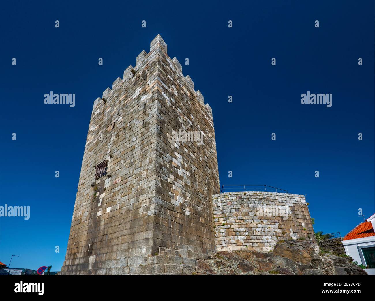 The keep tower at Castelo de Lamego, castle in Lamego, Norte region, Portugal Stock Photo