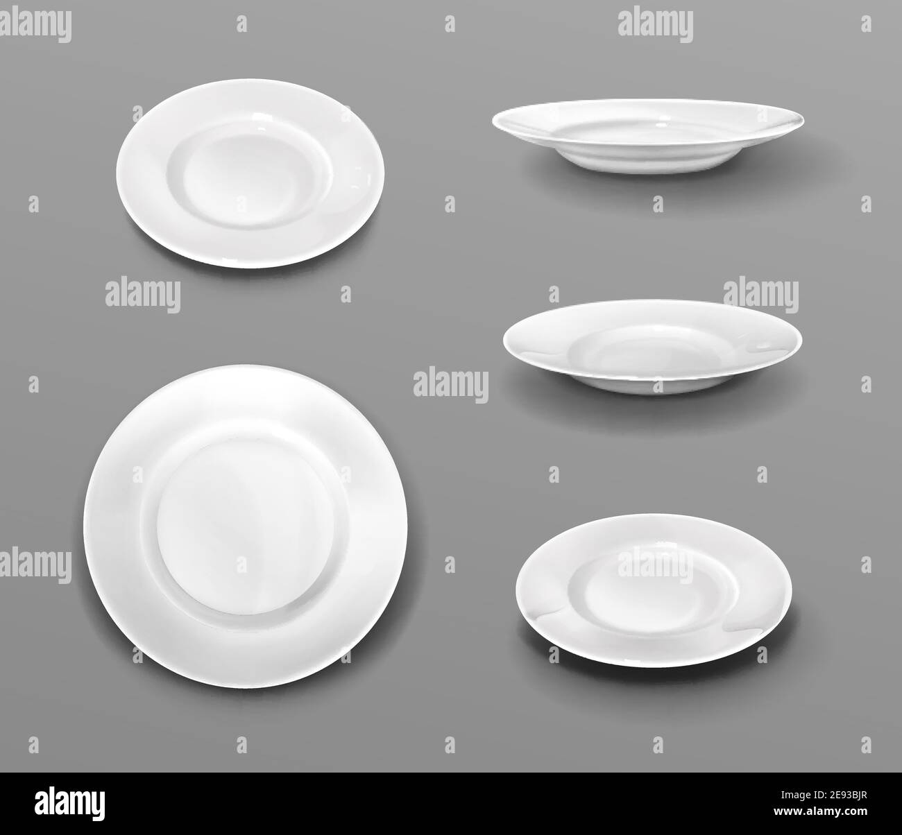 Download White Plates Realistic 3d Ceramic Dishes Top And Side View Collection Empty Bowls For Food Tableware Cutlery Dinner Porcelain Mockup Vector Illust Stock Vector Image Art Alamy