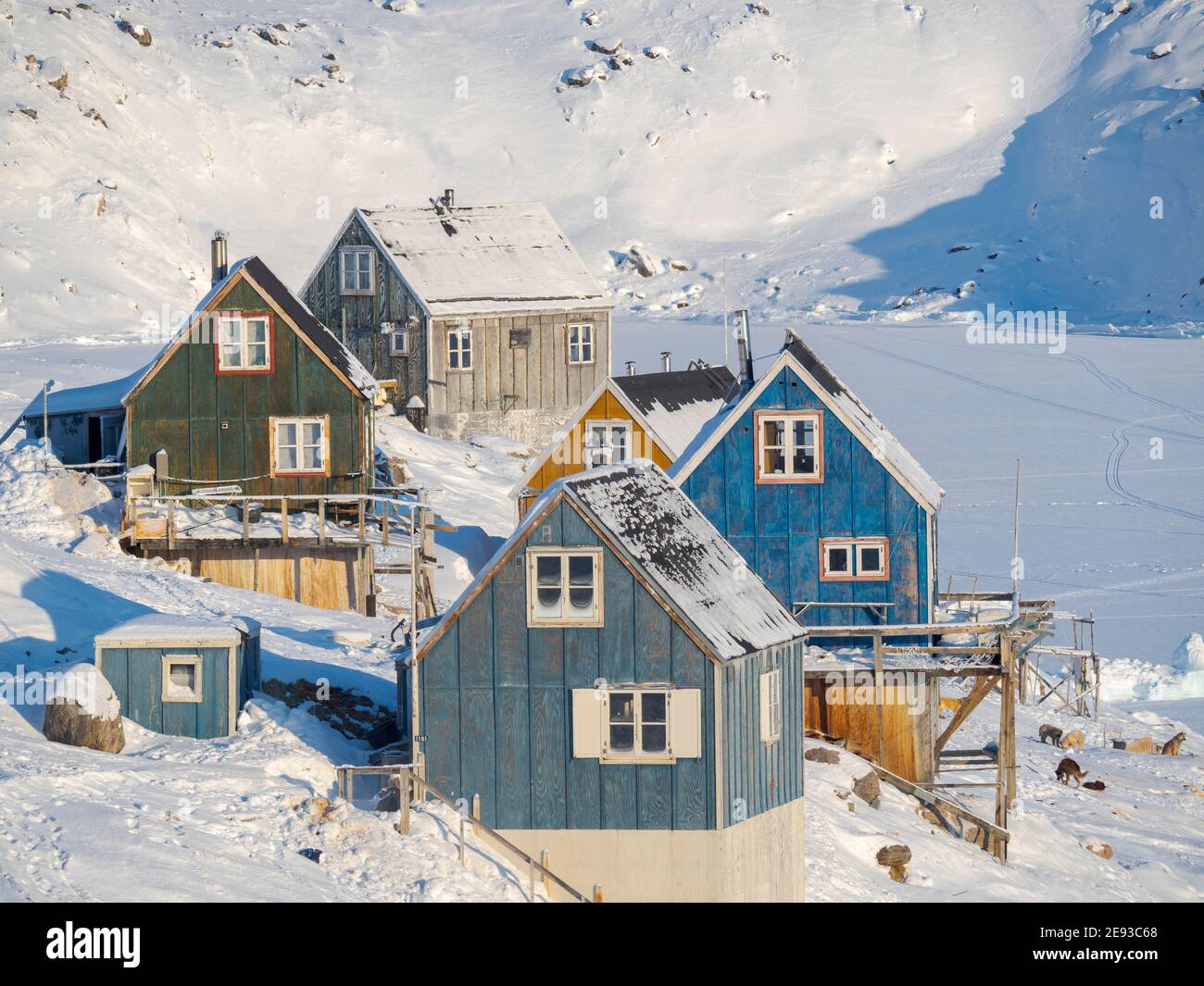 The traditional and remote greenlandic inuit village Kullorsuaq located