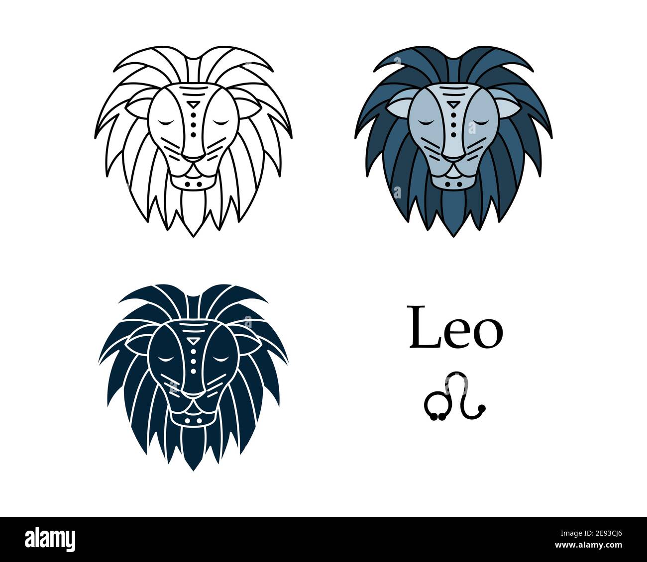 Vector illustration of a zodiac sign Leo. Line art, simple style. Astrology Stock Vector Image