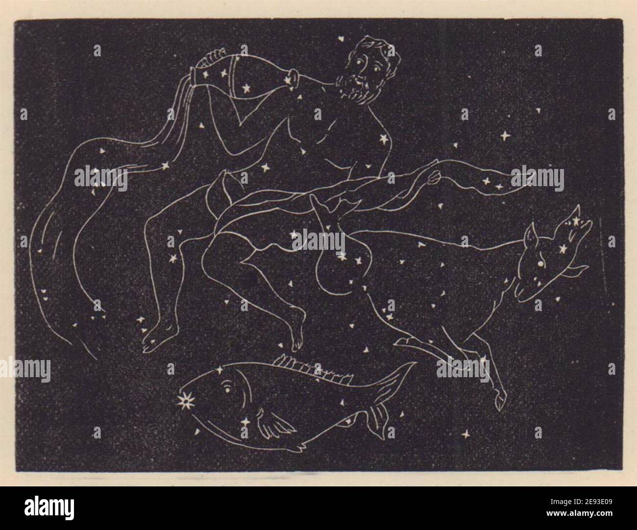 Aquarius, Capricornus, and Piscis Australis. Star chart. SMALL. PROCTOR 1881 Stock Photo