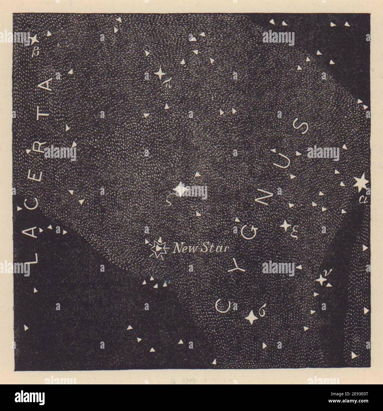 Part of Cygnus where a new star appeared in 1876. Chart. SMALL. PROCTOR 1881 Stock Photo