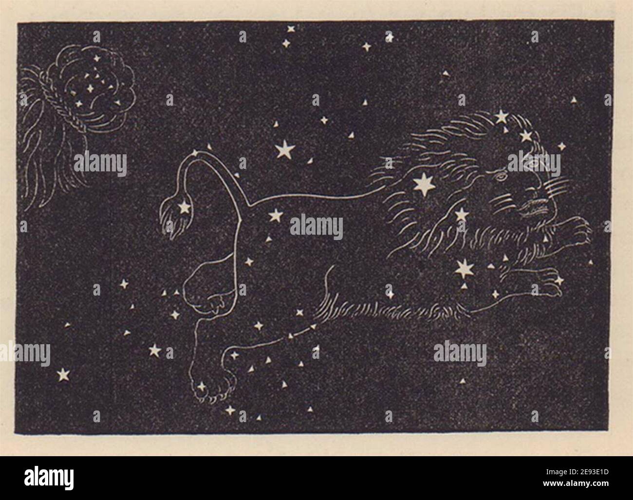 The constellation of the Lion. Leo. Star chart. SMALL. PROCTOR 1881 old print Stock Photo
