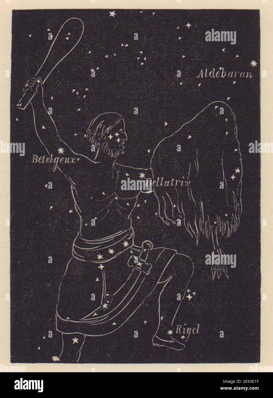 Orion. Star chart. SMALL. PROCTOR 1881 old antique vintage print picture Stock Photo