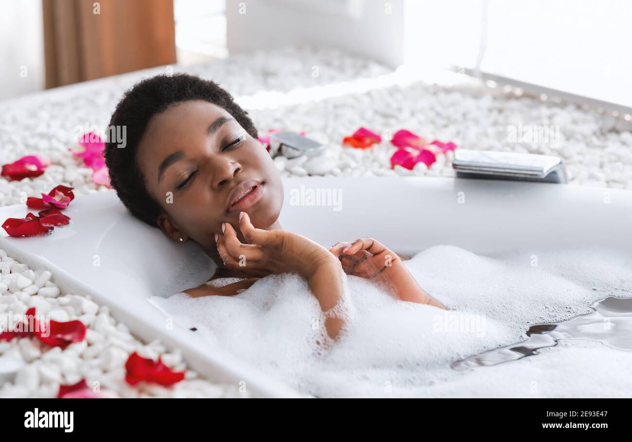 Rest, relaxation and beauty day at weekend or vacation in morning Stock Photo