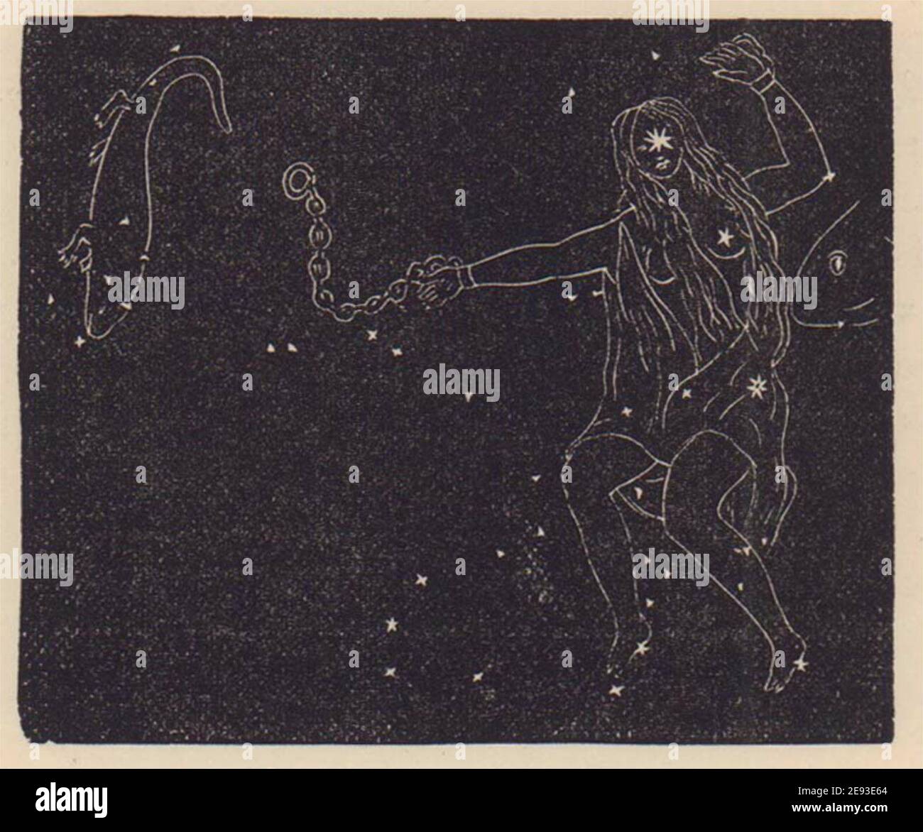 Andromeda and Lacerta. Star chart. SMALL. PROCTOR 1881 old antique print Stock Photo
