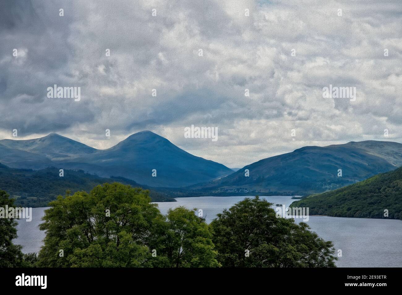View Across Loch Tay towards Killin, Scotland, UK Stock Photo