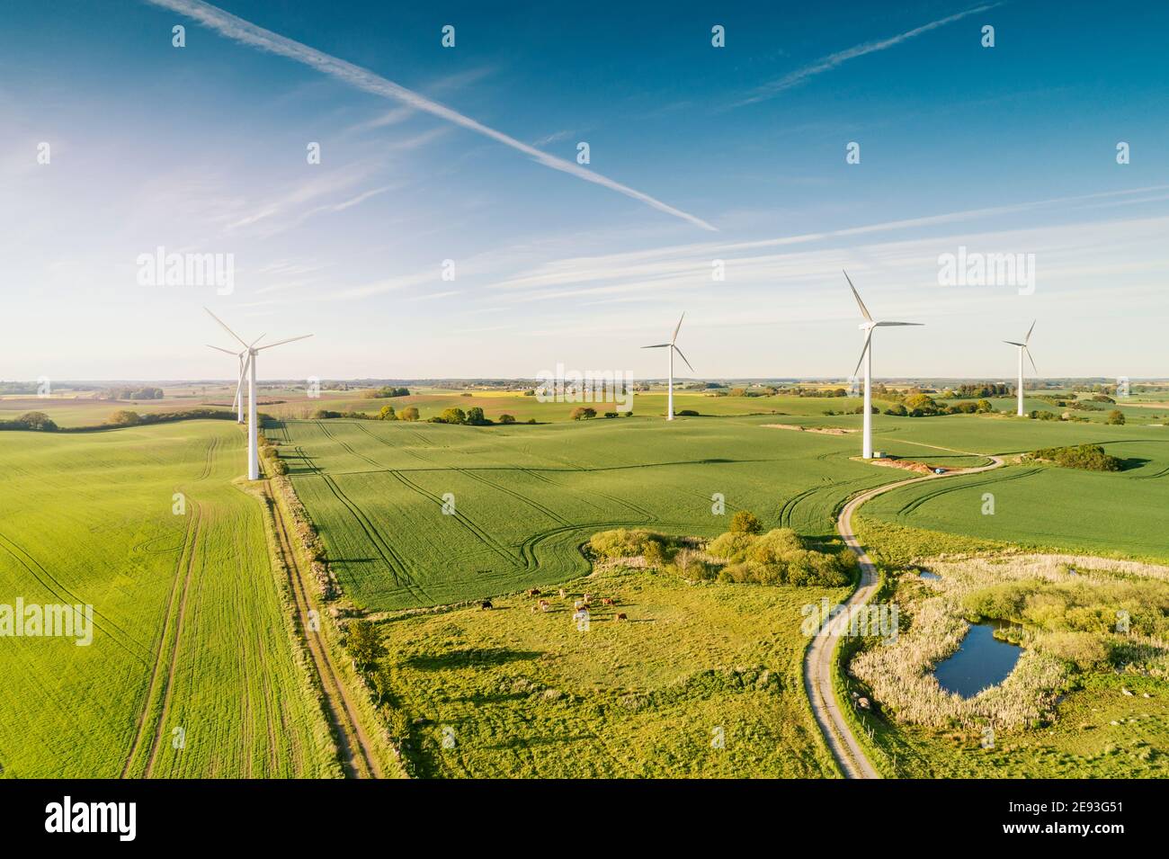 Wind turbines in rural landscape Stock Photo - Alamy