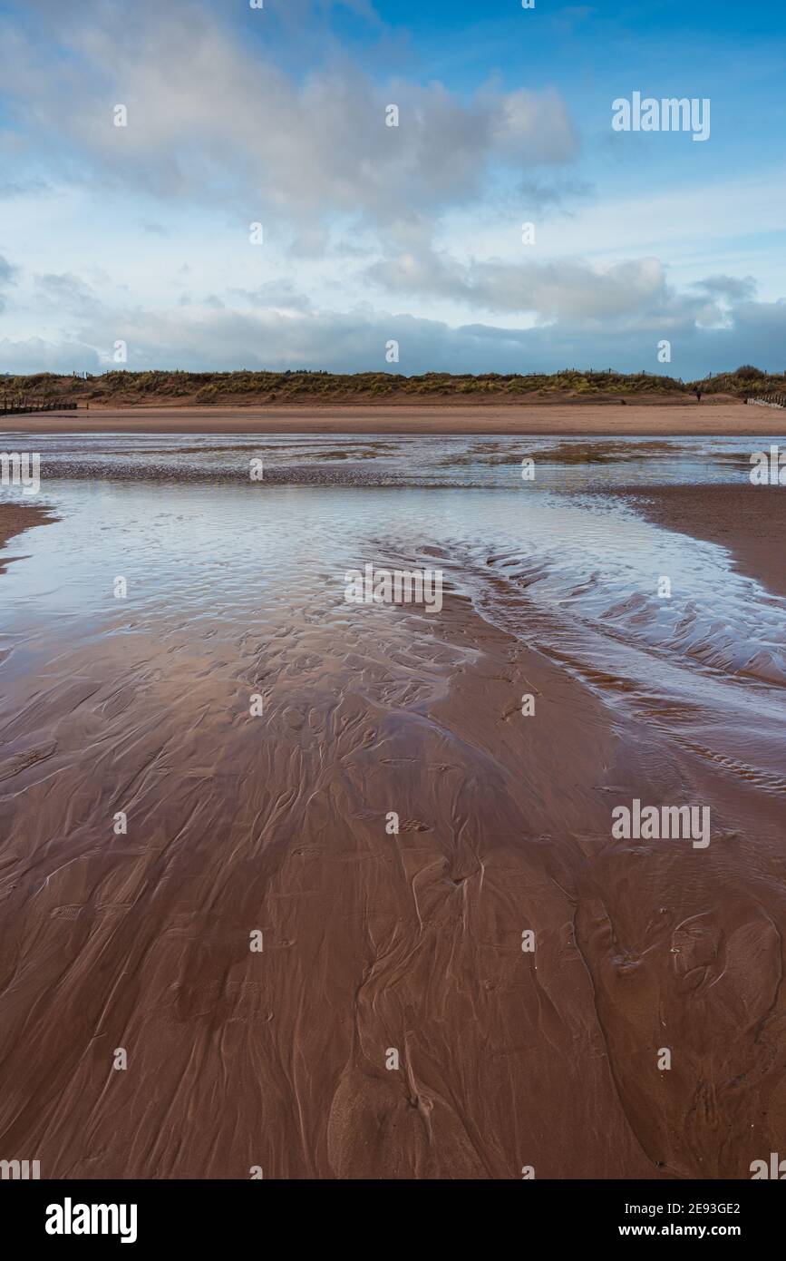 Beach at low tide in Dawlish Warren, Devon, England, Europe