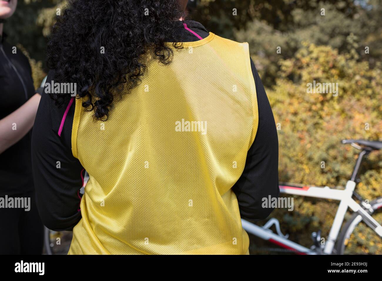 Mid section of visually impaired cyclist Stock Photo